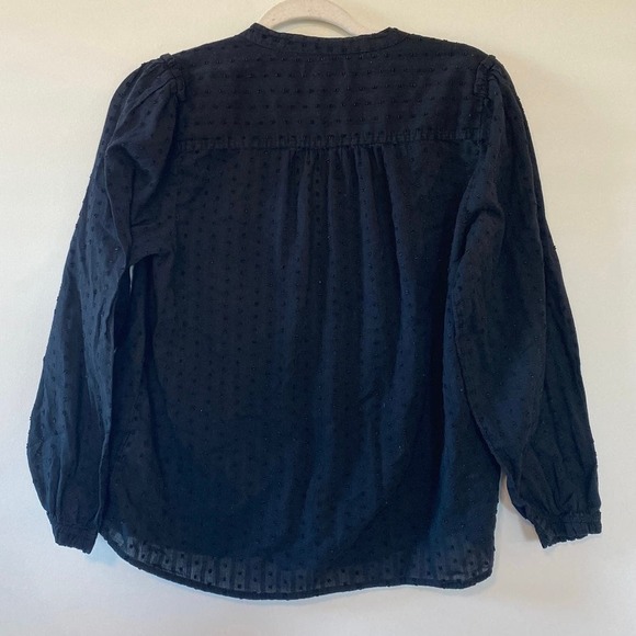 J. Crew Clip Dot Long Sleeve Button Down Blouse Size M Black - Picture 5 of 5